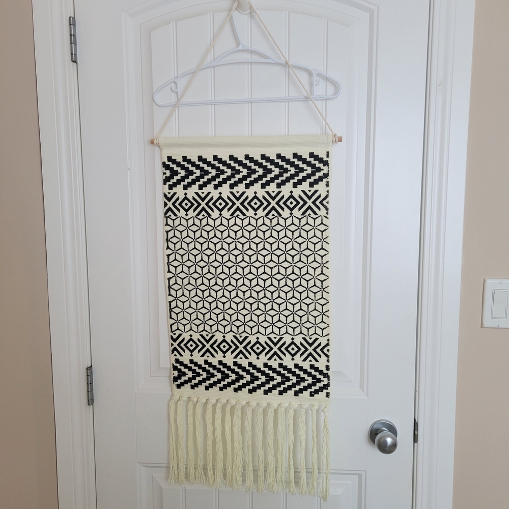 Black and Cream Macrame Wall Hanging